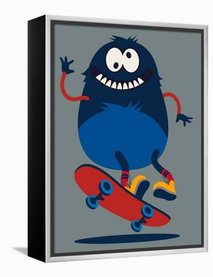 Skater Monster Victor Design for Kids Tee-braingraph-Framed Stretched Canvas