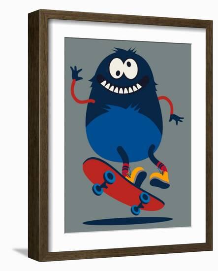 Skater Monster Victor Design for Kids Tee-braingraph-Framed Art Print