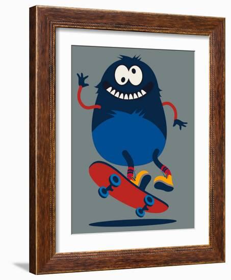 Skater Monster Victor Design for Kids Tee-braingraph-Framed Art Print