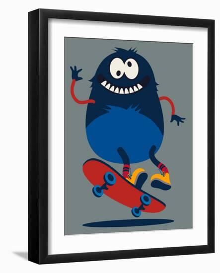 Skater Monster Victor Design for Kids Tee-braingraph-Framed Art Print