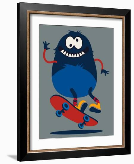 Skater Monster Victor Design for Kids Tee-braingraph-Framed Art Print