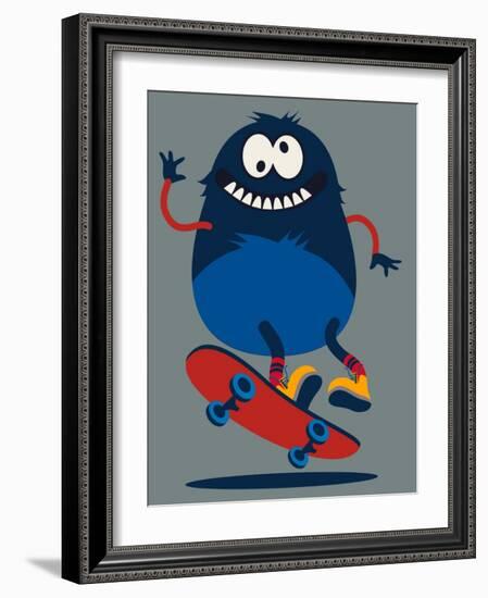 Skater Monster Victor Design for Kids Tee-braingraph-Framed Art Print