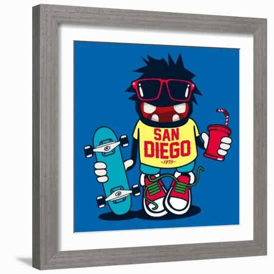 Skater Monster-braingraph-Framed Art Print