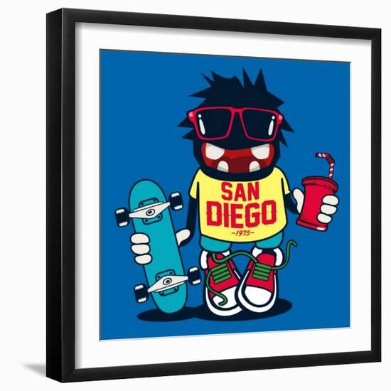 Skater Monster-braingraph-Framed Art Print