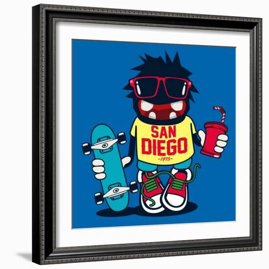 Skater Monster-braingraph-Framed Art Print