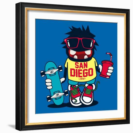 Skater Monster-braingraph-Framed Art Print