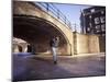 Skater on Frozen Canal, Amsterdam, Netherlands-Michele Molinari-Mounted Photographic Print