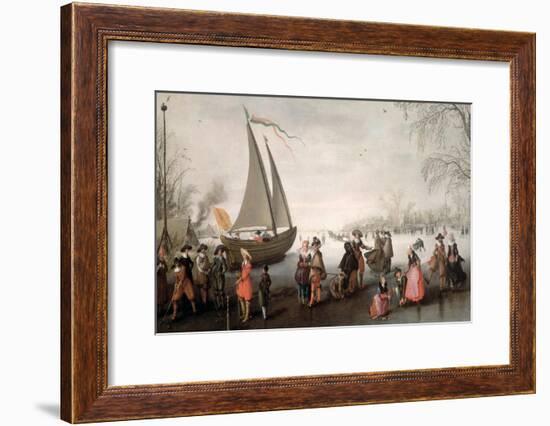 Skaters and a Golf Party on the Ice-David Vinckboons-Framed Giclee Print