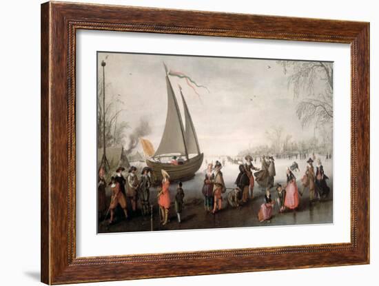 Skaters and a Golf Party on the Ice-David Vinckboons-Framed Giclee Print