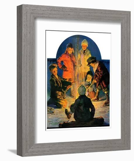 "Skaters' Bonfire,"February 21, 1931-Eugene Iverd-Framed Giclee Print