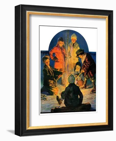 "Skaters' Bonfire,"February 21, 1931-Eugene Iverd-Framed Giclee Print