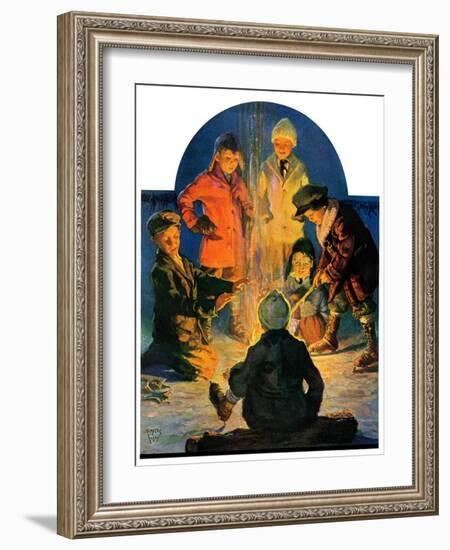 "Skaters' Bonfire,"February 21, 1931-Eugene Iverd-Framed Giclee Print