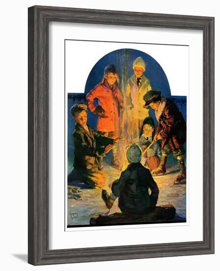 "Skaters' Bonfire,"February 21, 1931-Eugene Iverd-Framed Giclee Print