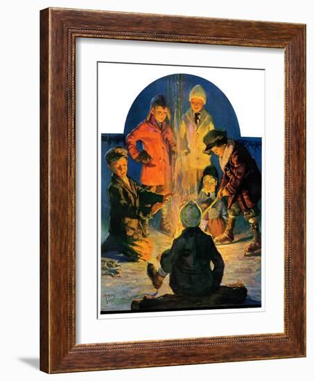 "Skaters' Bonfire,"February 21, 1931-Eugene Iverd-Framed Giclee Print