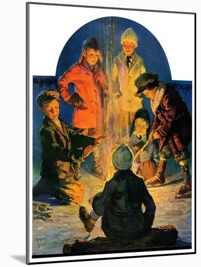 "Skaters' Bonfire,"February 21, 1931-Eugene Iverd-Mounted Giclee Print