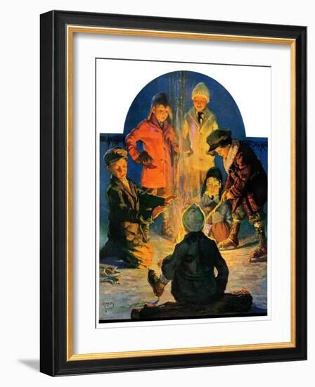 "Skaters' Bonfire,"February 21, 1931-Eugene Iverd-Framed Giclee Print