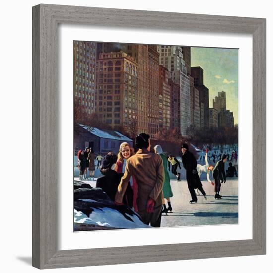 "Skaters in Central Park," February 7, 1948-John Falter-Framed Giclee Print