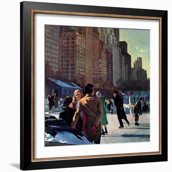 "Skaters in Central Park," February 7, 1948-John Falter-Framed Giclee Print