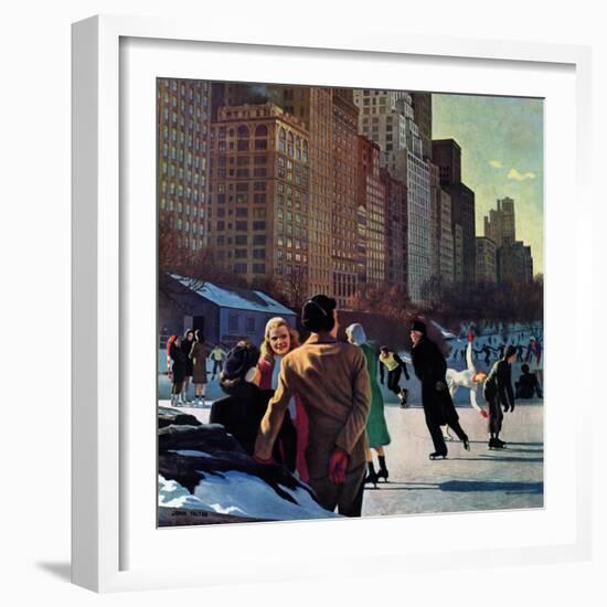 "Skaters in Central Park," February 7, 1948-John Falter-Framed Giclee Print