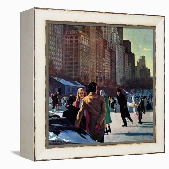 "Skaters in Central Park," February 7, 1948-John Falter-Framed Premier Image Canvas