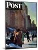 "Skaters in Central Park," Saturday Evening Post Cover, February 7, 1948-John Falter-Mounted Giclee Print