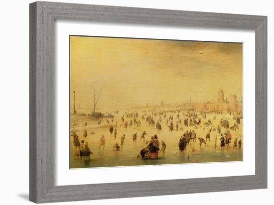 Skaters on a Frozen River, 17th Century-Barent Avercamp-Framed Giclee Print