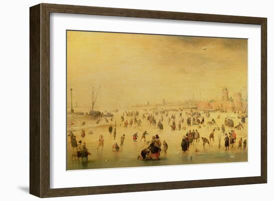 Skaters on a Frozen River, 17th Century-Barent Avercamp-Framed Giclee Print