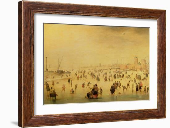 Skaters on a Frozen River, 17th Century-Barent Avercamp-Framed Giclee Print