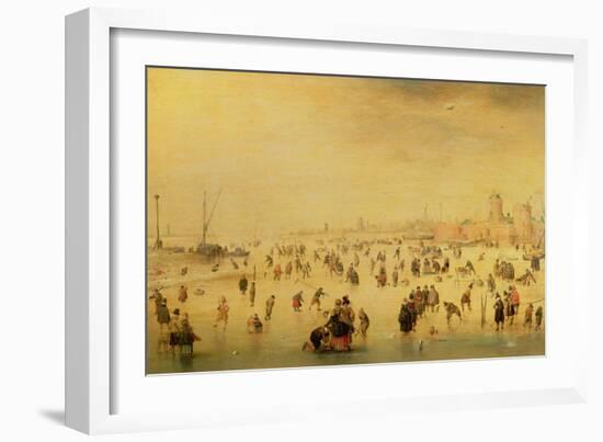 Skaters on a Frozen River, 17th Century-Barent Avercamp-Framed Giclee Print