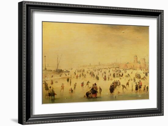 Skaters on a Frozen River, 17th Century-Barent Avercamp-Framed Giclee Print