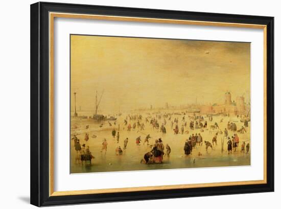 Skaters on a Frozen River, 17th Century-Barent Avercamp-Framed Giclee Print