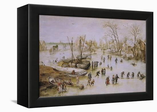 Skaters on the Lake-Jan Brueghel the Younger-Framed Premier Image Canvas