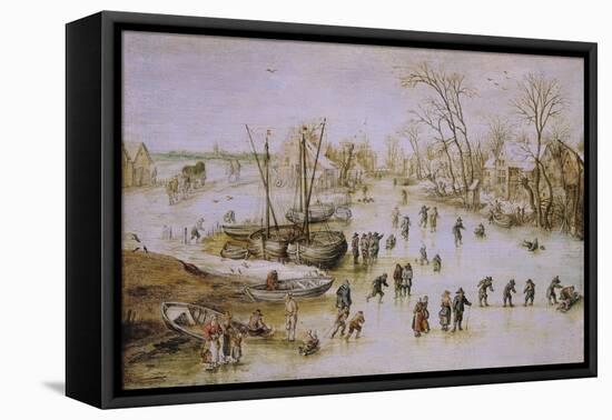 Skaters on the Lake-Jan Brueghel the Younger-Framed Premier Image Canvas