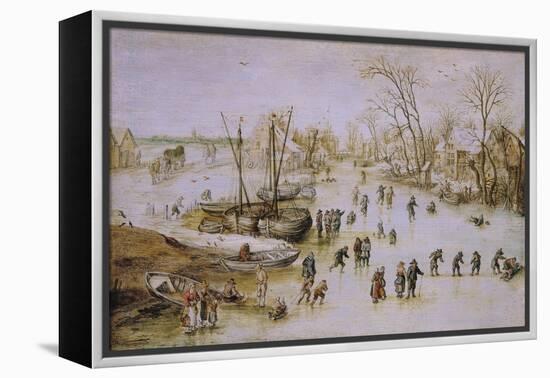 Skaters on the Lake-Jan Brueghel the Younger-Framed Premier Image Canvas