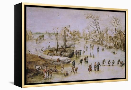 Skaters on the Lake-Jan Brueghel the Younger-Framed Premier Image Canvas