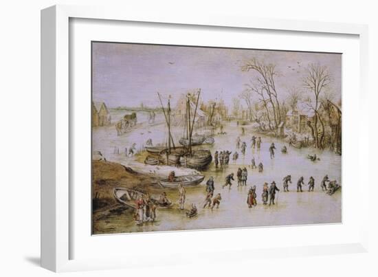 Skaters on the Lake-Jan Brueghel the Younger-Framed Giclee Print