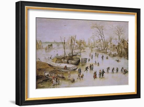 Skaters on the Lake-Jan Brueghel the Younger-Framed Giclee Print