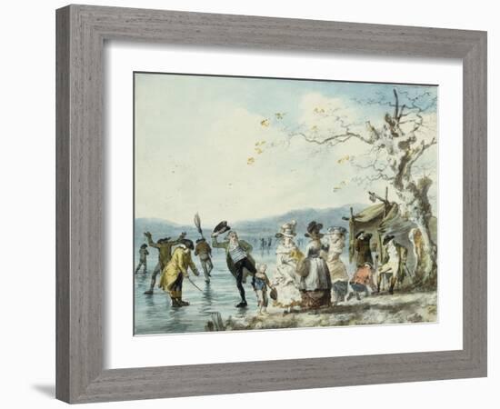 Skaters on the Serpentine, Hyde Park, London, 1786-Julius Caesar Ibbetson-Framed Giclee Print