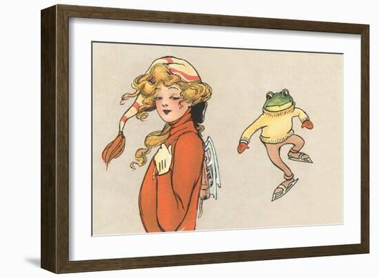 Skating Frog and Vamp-null-Framed Art Print