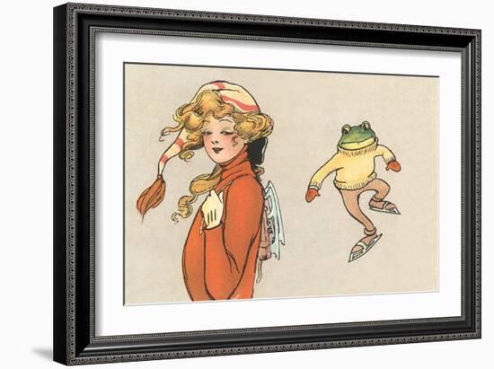 Skating Frog and Vamp-null-Framed Art Print