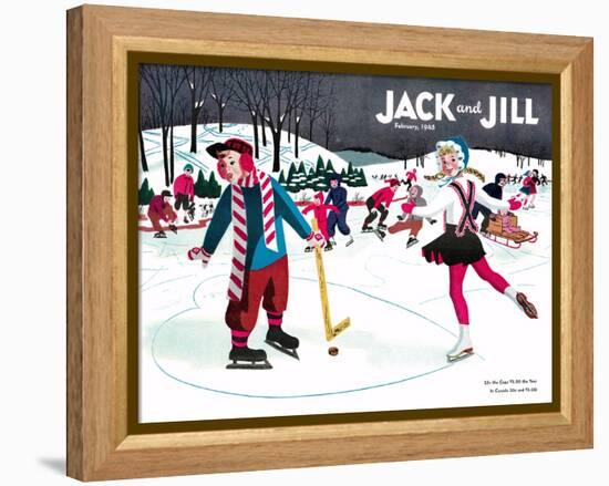 Skating Fun - Jack and Jill, February 1945-Beth Henninger-Framed Premier Image Canvas