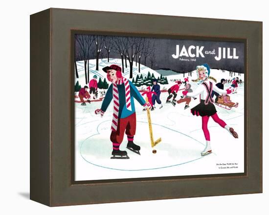 Skating Fun - Jack and Jill, February 1945-Beth Henninger-Framed Premier Image Canvas