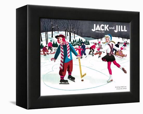 Skating Fun - Jack and Jill, February 1945-Beth Henninger-Framed Premier Image Canvas