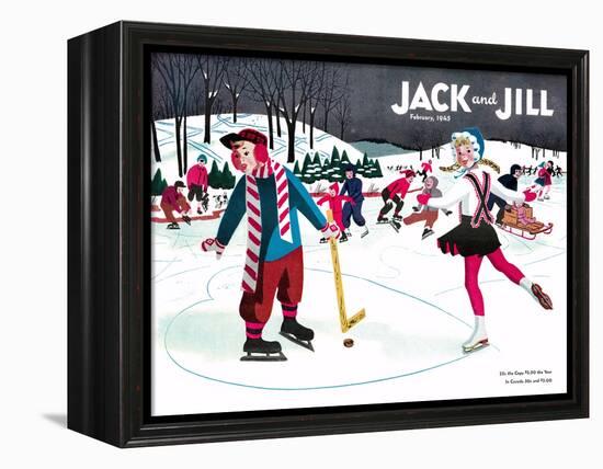 Skating Fun - Jack and Jill, February 1945-Beth Henninger-Framed Premier Image Canvas