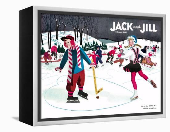 Skating Fun - Jack and Jill, February 1945-Beth Henninger-Framed Premier Image Canvas