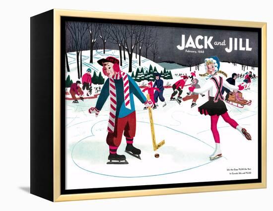 Skating Fun - Jack and Jill, February 1945-Beth Henninger-Framed Premier Image Canvas