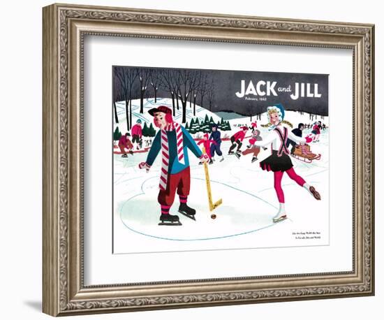 Skating Fun - Jack and Jill, February 1945-Beth Henninger-Framed Giclee Print