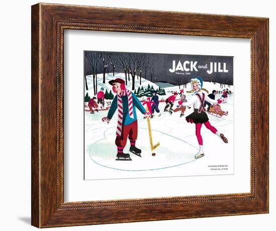 Skating Fun - Jack and Jill, February 1945-Beth Henninger-Framed Giclee Print