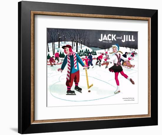 Skating Fun - Jack and Jill, February 1945-Beth Henninger-Framed Giclee Print