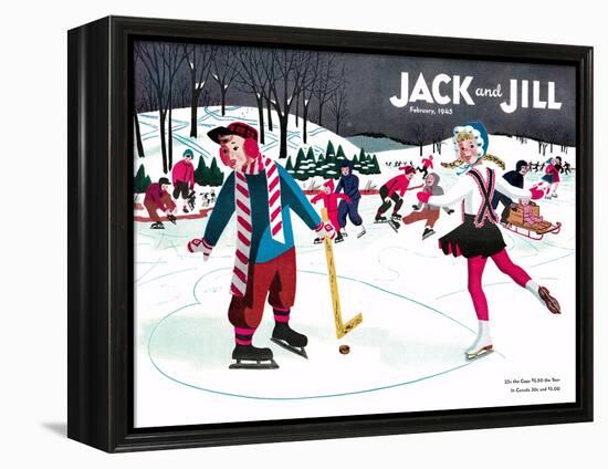 Skating Fun - Jack and Jill, February 1945-Beth Henninger-Framed Premier Image Canvas